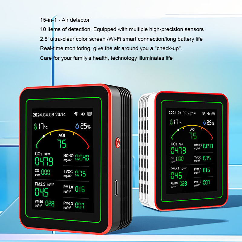 Air Quality Monitor Co2 Pm2.5 Tvoc - เครื่องตรวจสอบคุณภาพอากาศ 15In1 พันหลัก Tuya WiFi PM2.5