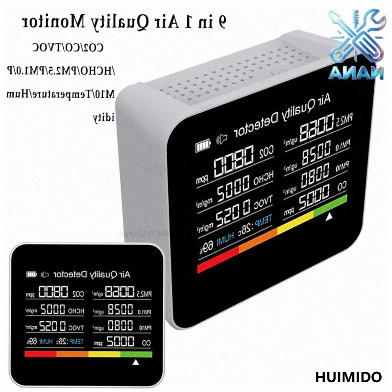 Air Quality Monitor Co2 Pm2.5 Tvoc - เครื่องวัดคุณภาพอากาศ 9 in 1 เครื่องวัดคาร์บอนไดออกไซด์ CO2