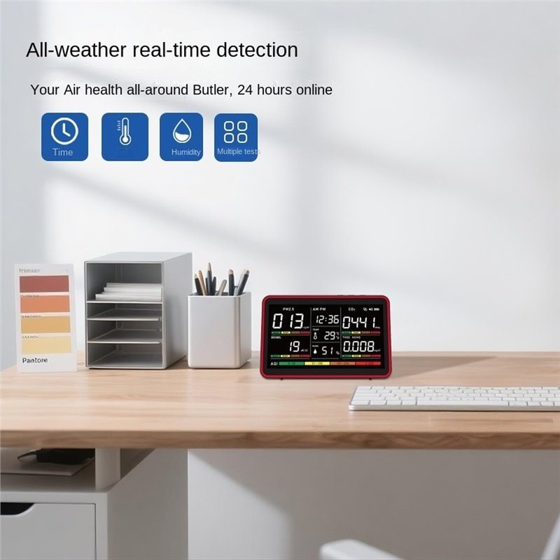 ABKW-เครื่องวัดคุณภาพอากาศภายใ - Air Quality Monitor Co2 Pm2.5 Tvoc บทวิจารณ์และราคา