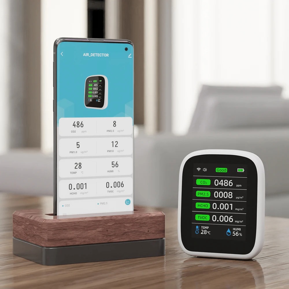 เครื่องตรวจวัดคุณภาพอากาศ Tuya - Air Quality Monitor Co2 Pm2.5 Tvoc บทวิจารณ์และราคา