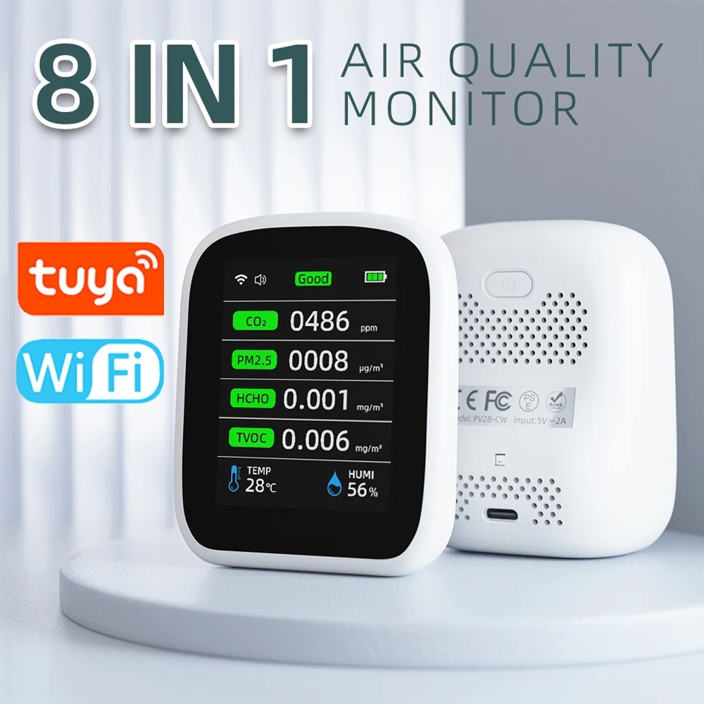 เครื่องตรวจวัดคุณภาพอากาศ Tuya - Air Quality Monitor Co2 Pm2.5 Tvoc บทวิจารณ์และราคา