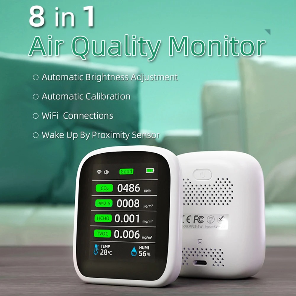 เครื่องตรวจวัดคุณภาพอากาศ Tuya - Air Quality Monitor Co2 Pm2.5 Tvoc บทวิจารณ์และราคา