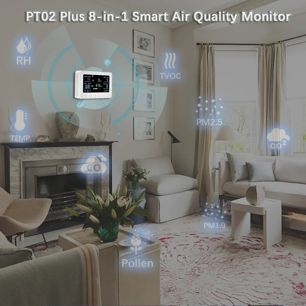 เครื่องตรวจวัดคุณภาพอากาศ Wi-F - Air Quality Monitor Co2 Pm2.5 Tvoc บทวิจารณ์และราคา