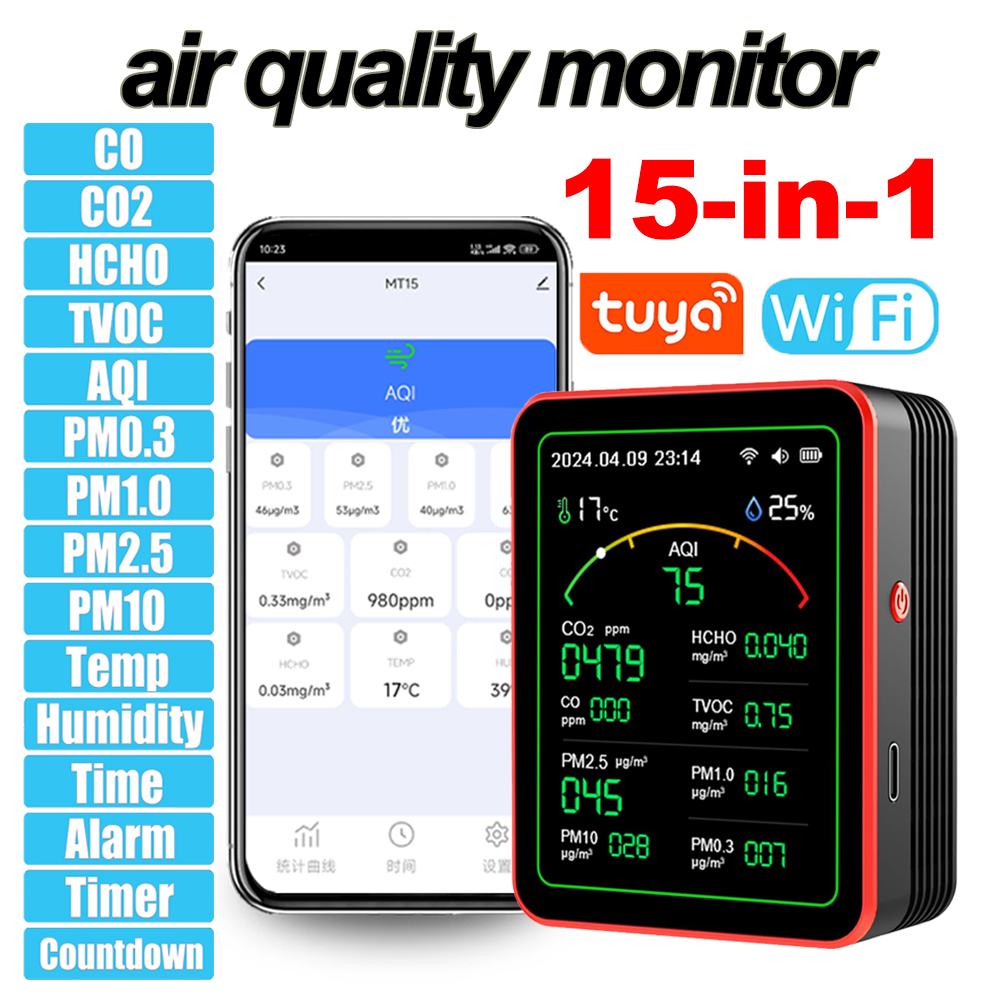 Smart Life 15 in 1 Air คุณภาพ  - Air Quality Monitor Co2 Pm2.5 Tvoc บทวิจารณ์และราคา