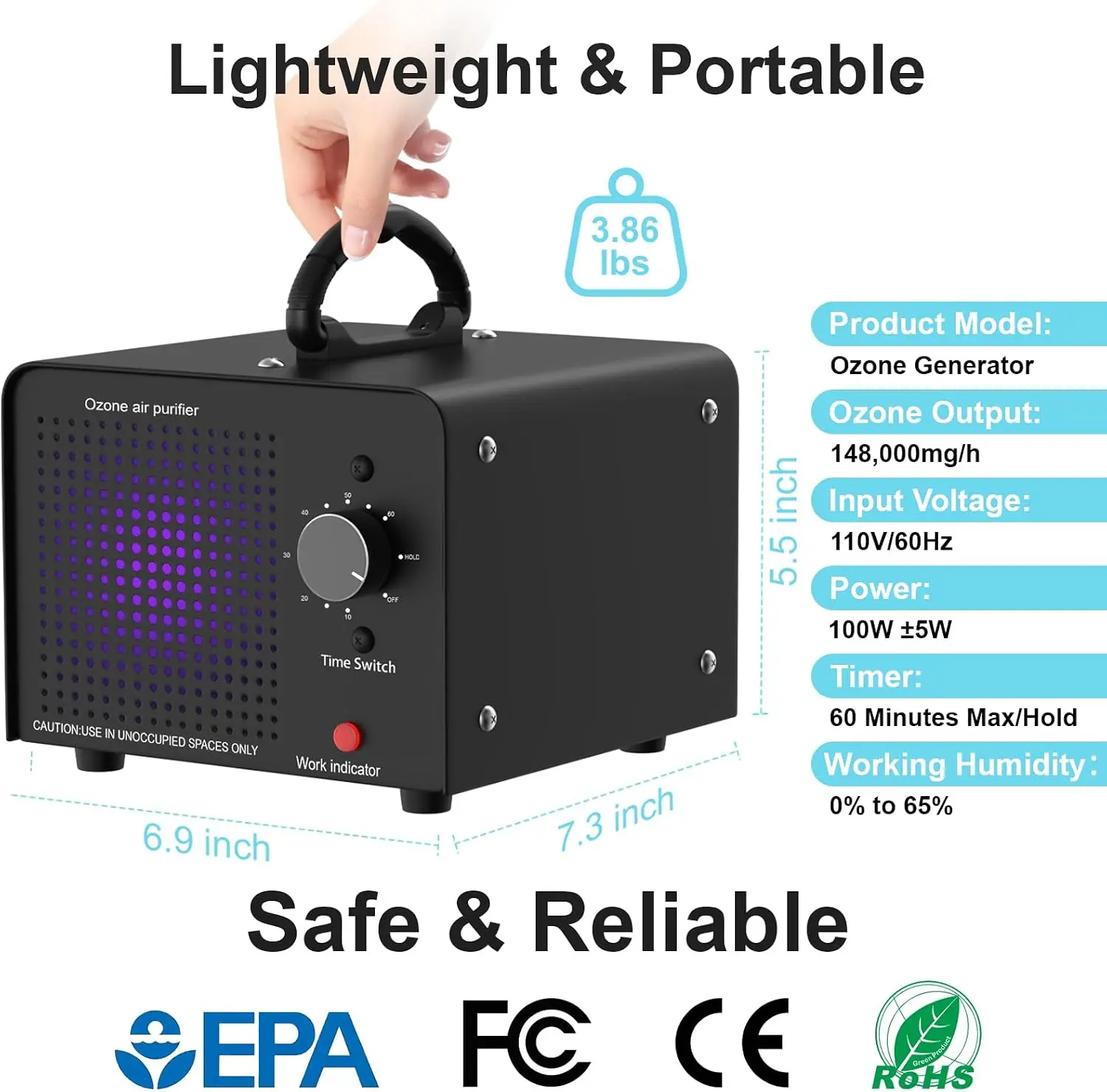 เครื่องผลิตโอโซนสำหรับการขนส่ง - Industrial Ozone Machine Air Purifier บทวิจารณ์และราคา