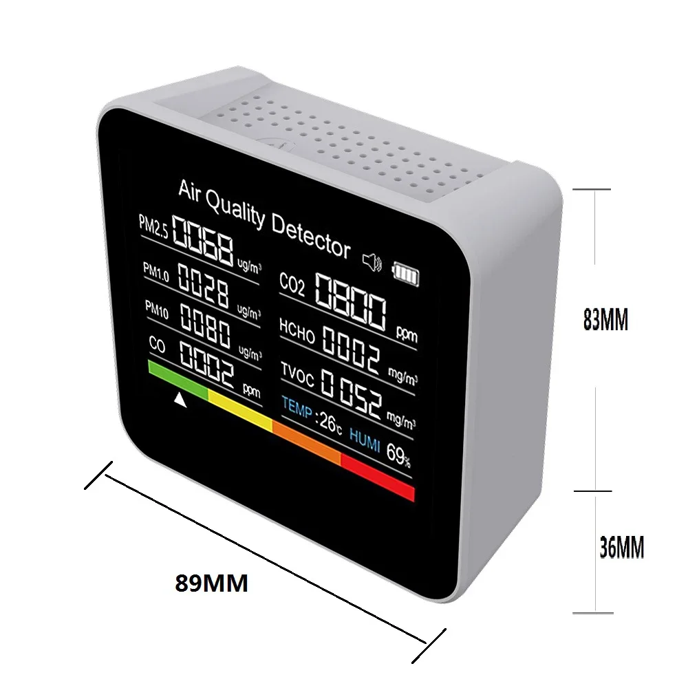 เครื่องวัดคุณภาพอากาศ 9 in 1 เ - Air Quality Monitor Co2 Pm2.5 Tvoc บทวิจารณ์และราคา