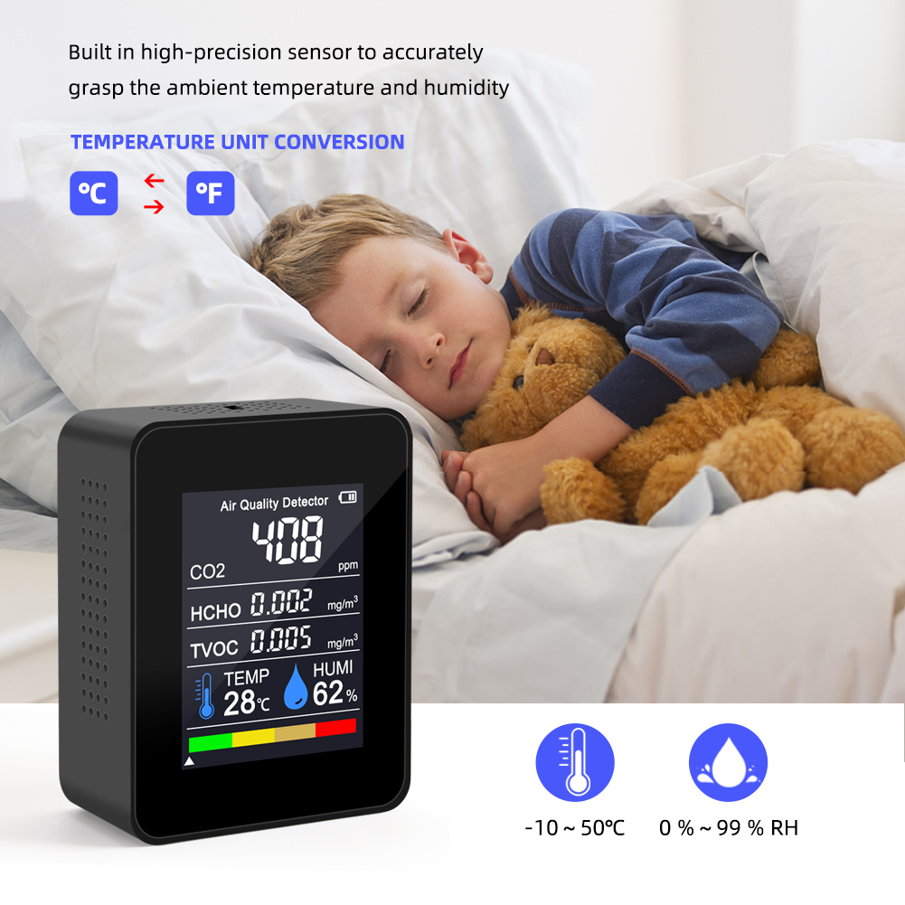 เครื่องตรวจวัดคุณภาพอากาศ 8 in - Air Quality Monitor Co2 Pm2.5 Tvoc บทวิจารณ์และราคา