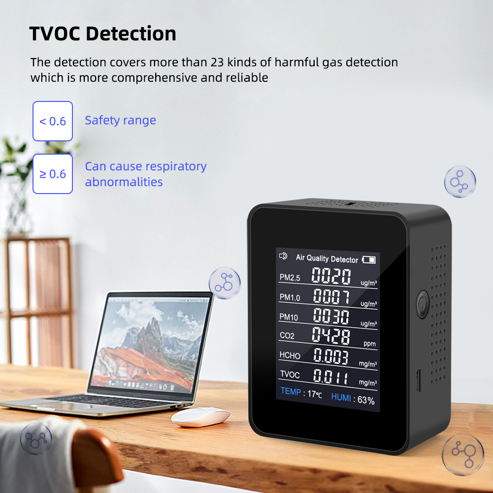 เครื่องตรวจวัดคุณภาพอากาศ 8 in - Air Quality Monitor Co2 Pm2.5 Tvoc บทวิจารณ์และราคา