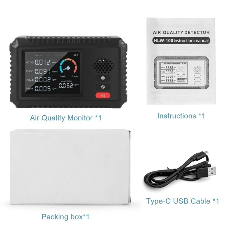 เครื่องตรวจวัดคุณภาพอากาศอเนกป - Air Quality Monitor Co2 Pm2.5 Tvoc บทวิจารณ์และราคา